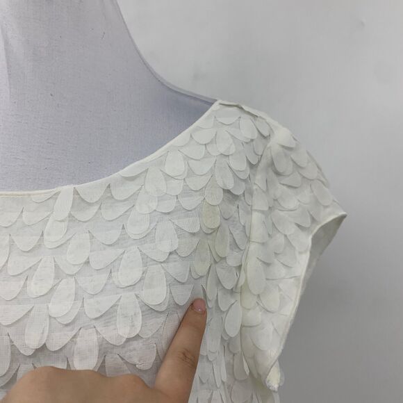 XD Xenia Design Top Womens S Small Cream Appliqué Petal Asymmetrical Boat Neck - Picture 4 of 13